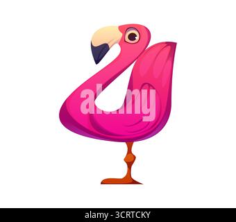 Dessin animé numéro quatre comme oiseau tropical rose flamant. Chiffre 4 enfants alphabet animal, police de mascotte de zoo drôle, police de caractères enfants, type de caractère drôle. Cute abc pour l'éducation des enfants apprendre à compter Illustration de Vecteur