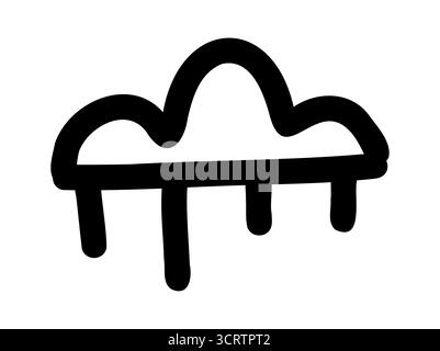 Nuage de doodle dessiné à la main avec icône de pluie simple symbole météo mignon pour l'humeur, journaling, décoration, isolé sur fond blanc pour la conception et Illustration de Vecteur
