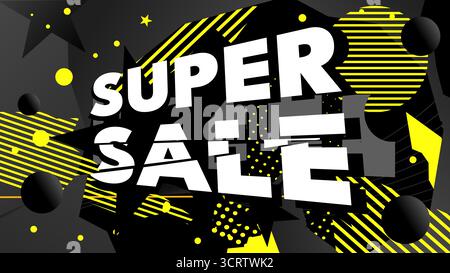 Super vente bannière moderne abstraite avec des formes géométriques Illustration de Vecteur