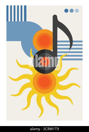 Illustration vectorielle de soleil de note de musique d'été Illustration de Vecteur