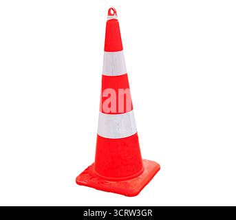 Cône de trafic isolé sur fond blanc Banque D'Images