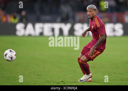 2 octobre 2025, stade Olimpico, Rome, Italie ; UEFA Europa League Football match ; Roma versus Lille ; Wesley de l'AS Roma Banque D'Images