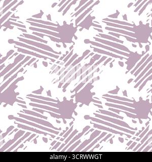 Motif vectoriel sans couture de coups de pinceau violets pastel abstraits et d'éclaboussures sur un fond blanc. Illustration de Vecteur