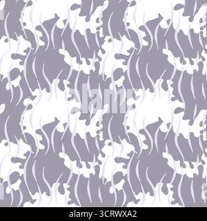 Motif vectoriel abstrait sans couture avec des formes organiques fluides et des lignes verticales délicates en lavande et blanc discret. Illustration de Vecteur