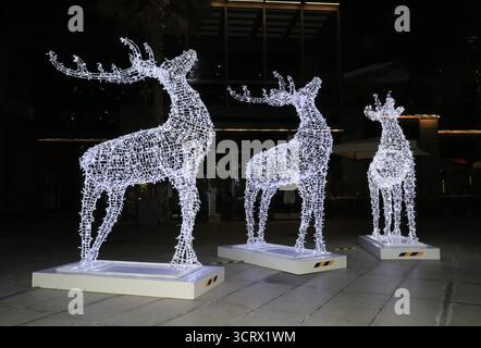 Décorations de rennes de Noël à Dubaï, Émirats arabes Unis. Banque D'Images