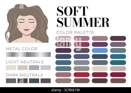 Soft Summer type pour 16 Season Color Analysis System Illustration de Vecteur