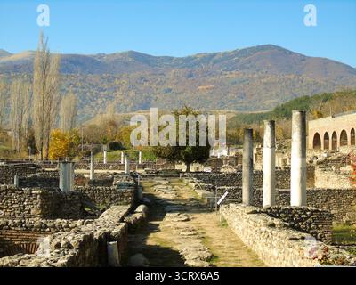 Vue des ruines romaines d'Heraclea Lyncestis en Macédoine Banque D'Images