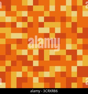 Texture carrée de bloc de pixels de lave Minecraft. Design volcanique magma orange 8 bits sans couture. Fond de joueur rétro ou fond d'écran arcade. Motif d'illustration vectorielle moderne abstrait. Illustration de Vecteur