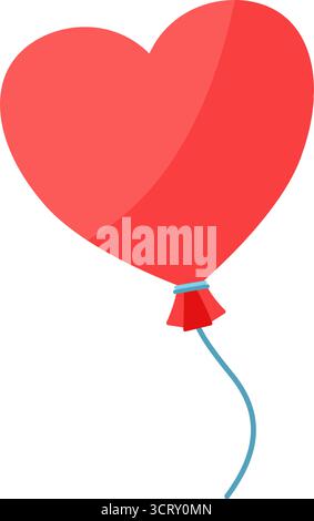 Ballon coeur rouge style plat Illustration de Vecteur
