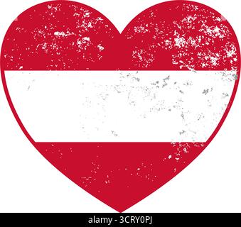 Drapeau autrichien en forme de coeur avec effet grunge Illustration de Vecteur