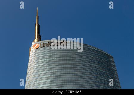 UniCredit Tower, conçu par l'architecte César Pelli situé dans le quartier Porta Nuova de Milan, Milan, Italie Banque D'Images