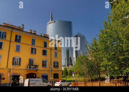 UniCredit Tower, conçu par l'architecte César Pelli situé dans le quartier Porta Nuova de Milan, Milan, Italie Banque D'Images