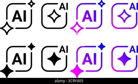 Jeu d'icônes de génération d'IA vectorielle Illustration de Vecteur