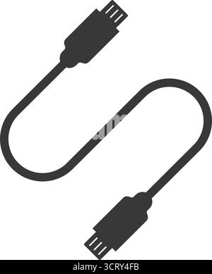 Icône plate de câble de données USB sur fond blanc illustration vectorielle isolée Illustration de Vecteur