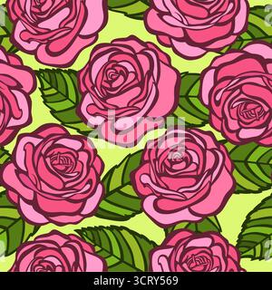 arrière-plan transparent. Roses roses avec feuilles vertes Illustration de Vecteur