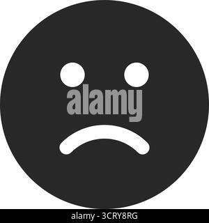 Triste visage malheureux emoji icône plate sur fond blanc. Illustration vectorielle Illustration de Vecteur
