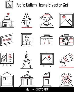 Intérieur de la galerie publique avec exposition d'art, patrimoine culturel, exposition de musée et architecture moderne Illustration de Vecteur