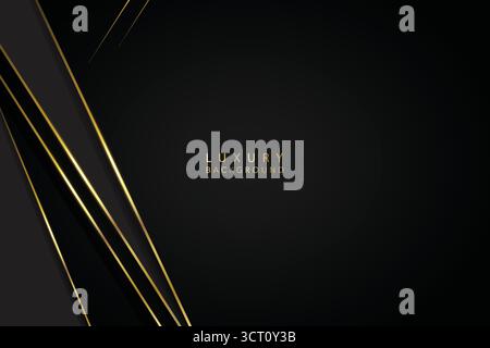 Fond de ligne d'or de luxe noir abstrait. illustration de stock Illustration de Vecteur