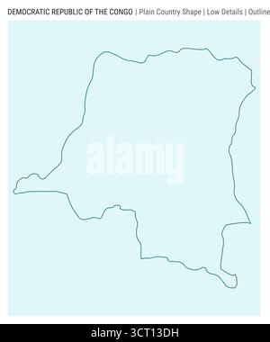 Carte du pays de plaine du DR Congo. Peu de détails. Style de contour. Forme de la RD Congo. Illustration vectorielle. Illustration de Vecteur