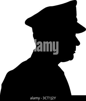 illustration vectorielle de silhouette de profil d'officier masculin Illustration de Vecteur