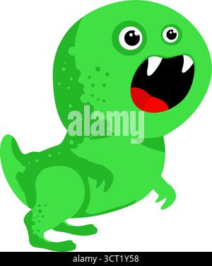illustration de personnage de monstre de dessin animé vert unny Illustration de Vecteur