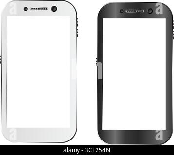 Modèle noir et blanc de maquette d'appareil mobile de smartphone Illustration de Vecteur