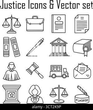 Symbole de justice avec marteau, échelles et livres juridiques, représentant la loi, l'équité, et le concept de système judiciaire Illustration de Vecteur