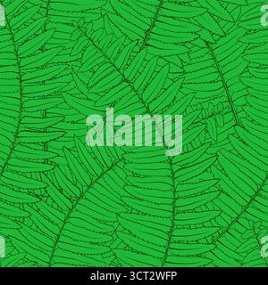 Beau fond sans couture avec des feuilles de fougères Illustration de Vecteur