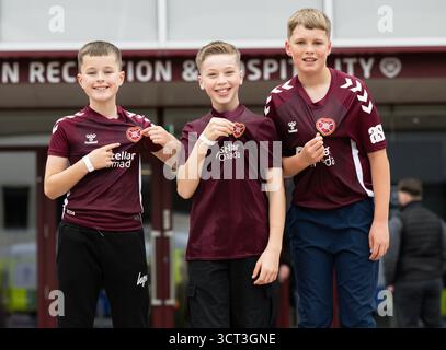 ÉDIMBOURG, ÉCOSSE - 04 OCTOBRE : les fans de Hearts avant un match de première classe de William Hill entre Heart of Midlothian et Hibernian au Tynecastle Park, le 04 octobre 2025, à Édimbourg, Écosse. (Photo de Paul Byars / Alamy Live News) Banque D'Images