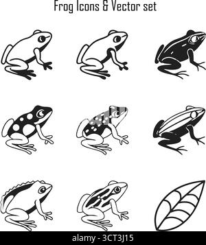 Ensemble d'icônes de grenouille – collection de vecteurs amphibiens, animaux sauvages, nature et animaux Illustration de Vecteur