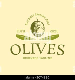 Logo de style badge de marque Olive vintage Illustration de Vecteur