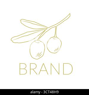 Clean Thin Outline olives logo pour la marque d'huile d'olive Illustration de Vecteur