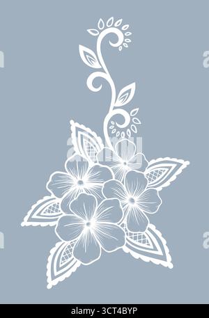 Bel élément floral. Motif fleurs et feuilles noir et blanc Illustration de Vecteur