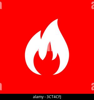 Silhouette de flamme rouge sur fond rouge. Symbole de feu plat vectoriel pour la chaleur, l'énergie, l'avertissement et les concepts de conception chaude Illustration de Vecteur