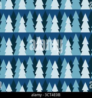 Modèle vectoriel sans couture d'arbres de conifères stylisés d'une forêt d'hiver nocturne Illustration de Vecteur