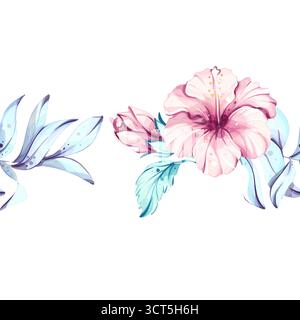 Fond d'écran de motif sans couture avec fleurs tropicales, couleurs vibrantes et vibrations de vacances d'été parfaites pour la détente et festive Illustration de Vecteur