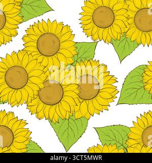 beau fond sans couture avec tournesols Illustration de Vecteur