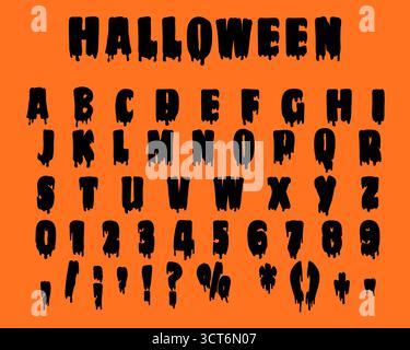 Halloween lettre effrayante alphabet et nombre Illustration de Vecteur