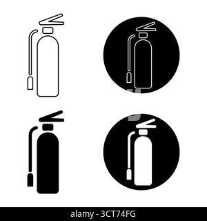 Illustration du jeu d'icônes d'extincteur. Ces icônes de sécurité et d'urgence sont parfaites pour une utilisation dans la signalisation, les manuels, les infographies et la conception Web. Illustration de Vecteur