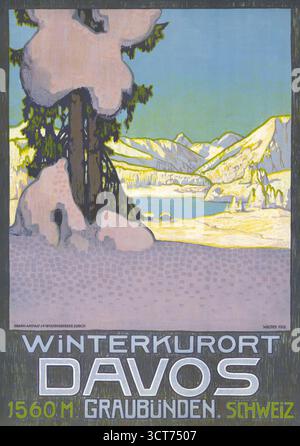 Winterkurort Davos. 1560 M. Graubünden. Schweiz' de Walther Koch (1875-1915). Affiche publiée en 1905 en Suisse. Banque D'Images