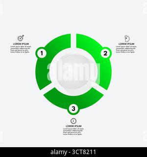 Diagramme vert à trois éléments, modèle infographique - illustration vectorielle Illustration de Vecteur