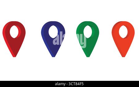 Jeu d'épingles de localisation de carte 3D colorées – icônes de vecteur de repère de navigation GPS et de placement Illustration de Vecteur