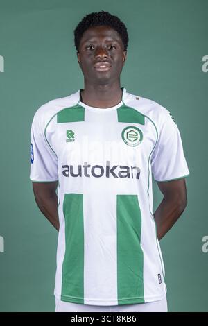 Groningen, Hollande. 24 juillet 2025. GRONINGEN, 24-07-2025, Euroborg Stadium, saison 2025/2026, football néerlandais Eredivisie, Photocall FC Groningen, photo montre Fooien Turay crédit : Pro Shots/Alamy Live News Banque D'Images