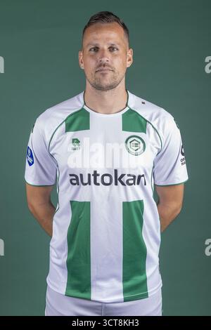 Groningen, Hollande. 24 juillet 2025. GRONINGEN, 24-07-2025, Euroborg Stadium, saison 2025/2026, football néerlandais Eredivisie, Photocall FC Groningen, photo montre Mats Seuntjens crédit : Pro Shots/Alamy Live News Banque D'Images