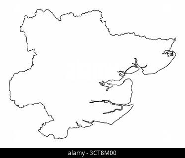 Comté d'Essex, plan isolé sur fond blanc, Angleterre Illustration de Vecteur