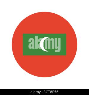 Drapeau des Maldives bouton cercle. Icône arrondie du drapeau des Maldives. Drapeau national de Maldives. Badge du drapeau des Maldives. Illustration de Vecteur