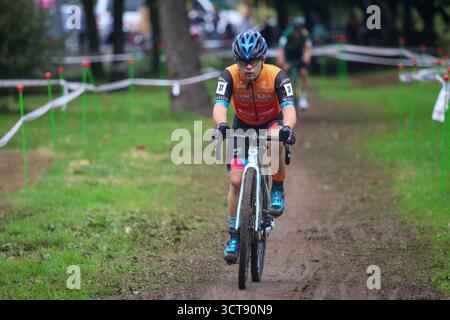 Gijón, Espagne, 5 octobre 2025 : cycliste Borja Gómez (37 ans) lors du 15e Trophée Villa de Gijón le 5 octobre 2025, à Gijón, Espagne. Crédit : Alberto Brevers / Alamy Live News. Banque D'Images