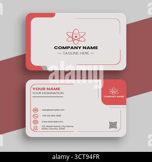 Modèle moderne de conception de carte de visite rouge et blanc Illustration de Vecteur