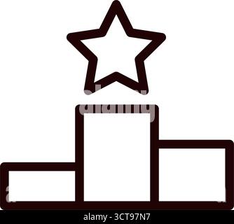 Podium avec icône vectorielle de ligne d'étoile Illustration de Vecteur