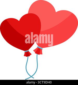 Deux ballons de coeur rouge plat - illustration vectorielle Illustration de Vecteur